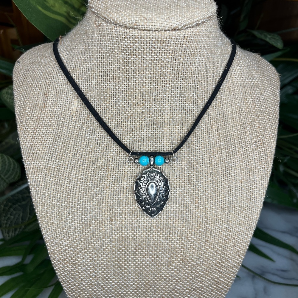 Turquoise and Leather Necklace